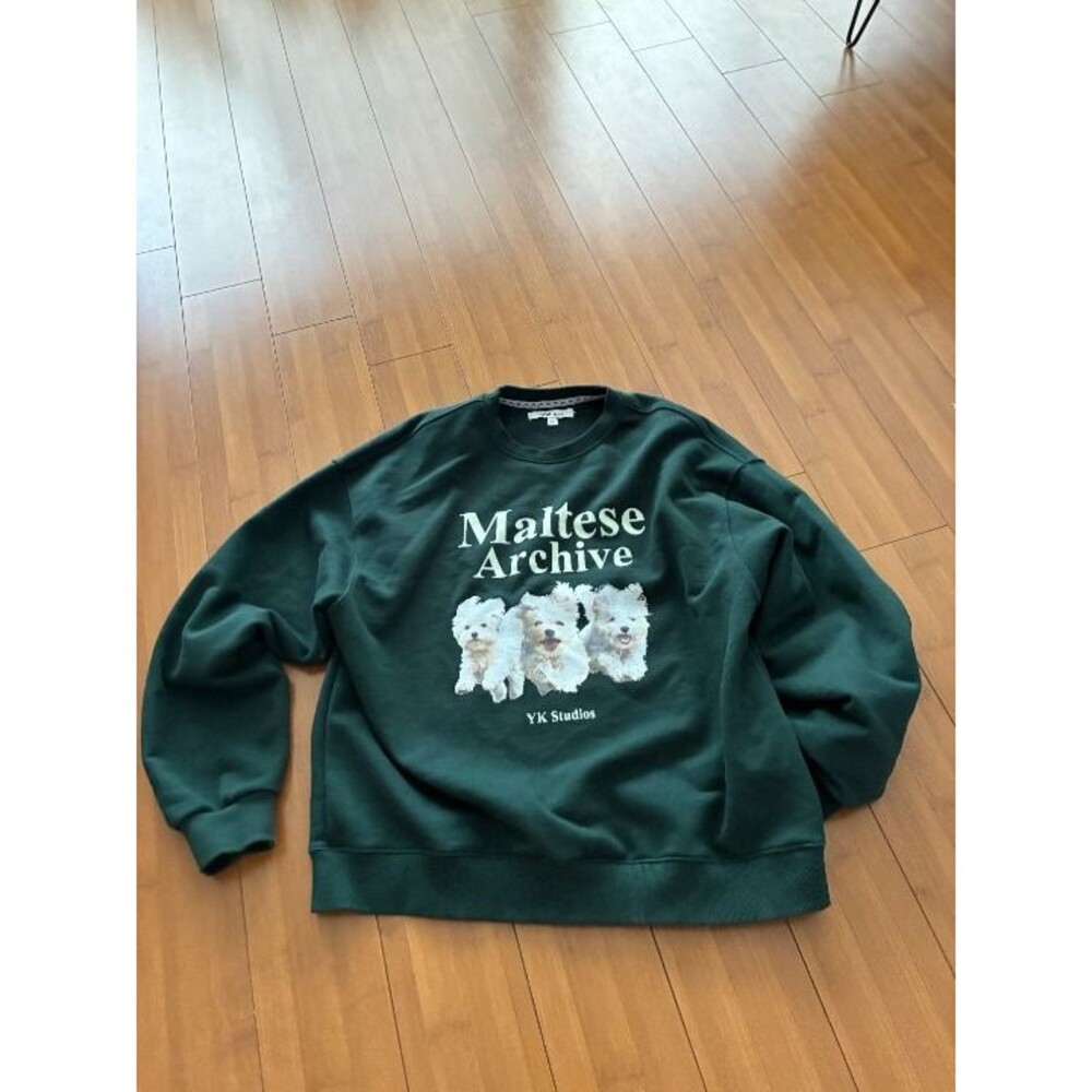 Wai Kei Korean Maltese Archive Green Sweatshirt Dogs Graphic Women's Medium
